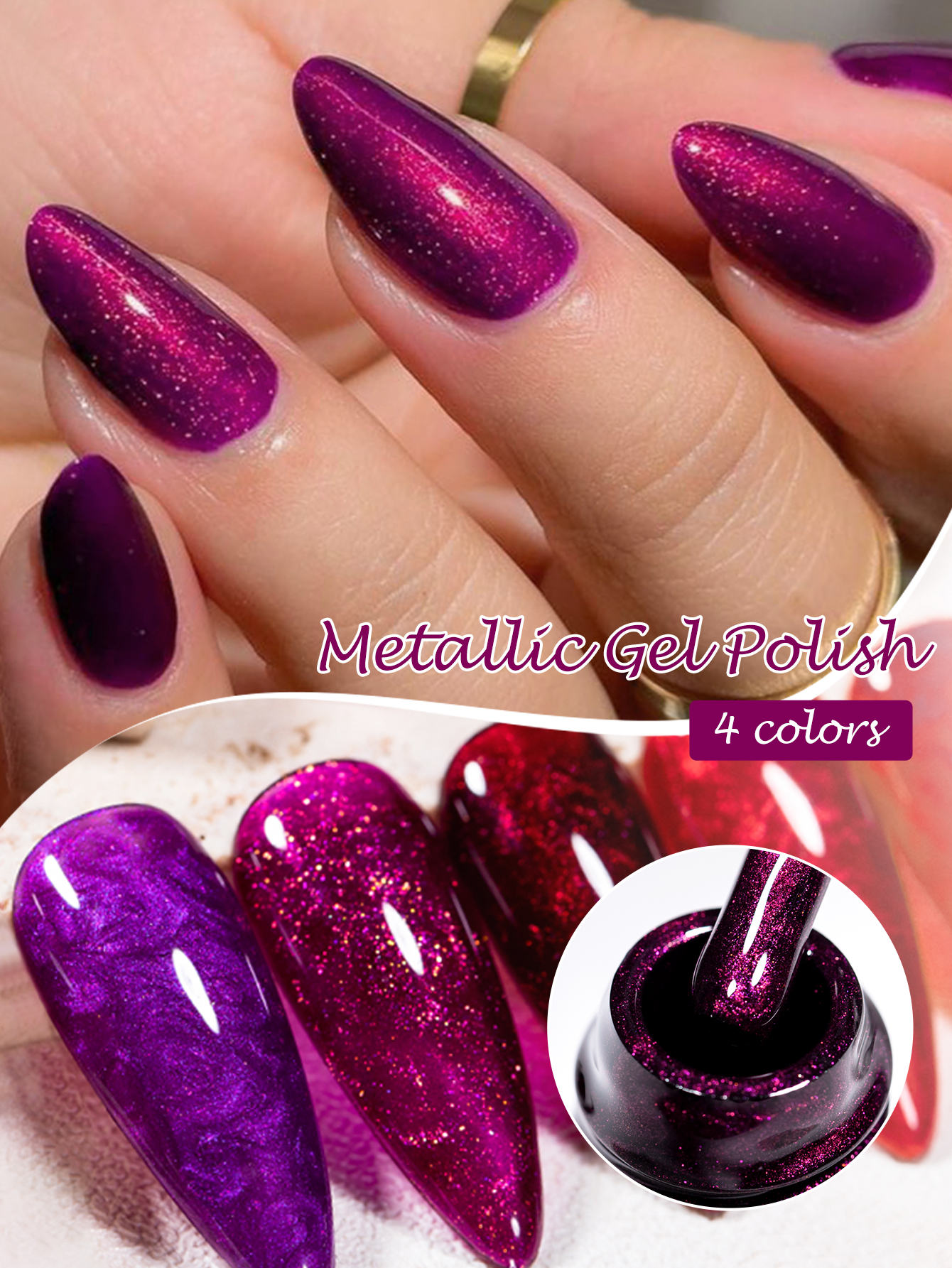 Nail Art Fuchsia - FOUR LILY Metallic Gel Nail Polish