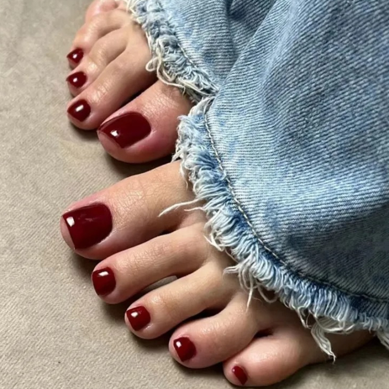 Nail Art Cat Eye Pink - Simple Wine Red Solid Color False