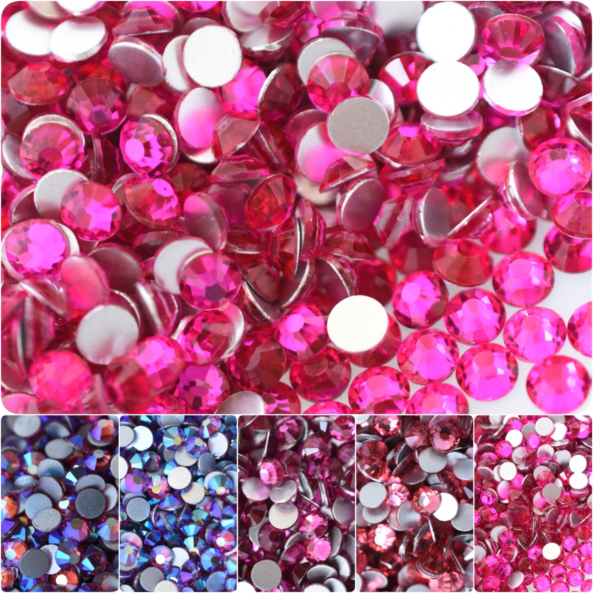 Nail Art Fuchsia - Glass Red 1440PCS SS16 SS20 Rose
