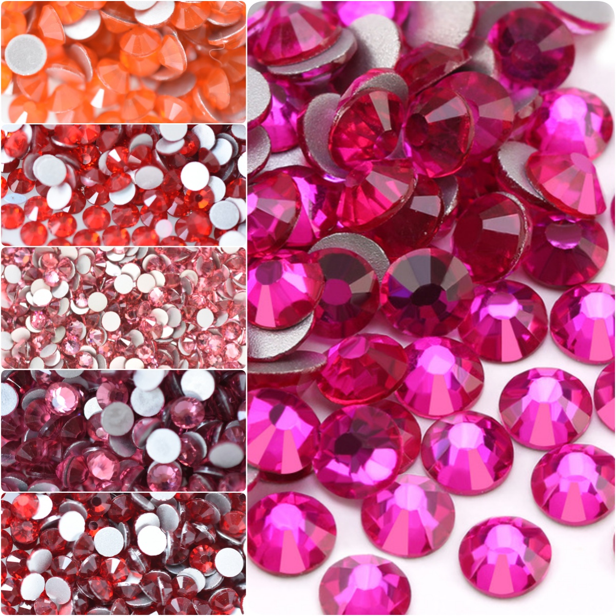 Nail Art Fuchsia - SS6-40 Red Series Glass Crystal Non