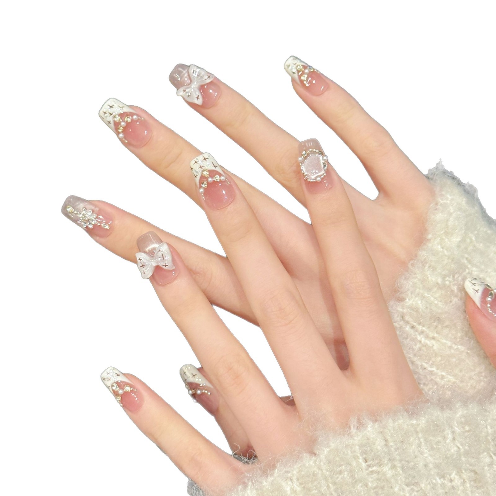 Nail Art French - 10pcs Sweet Style Press on Nails