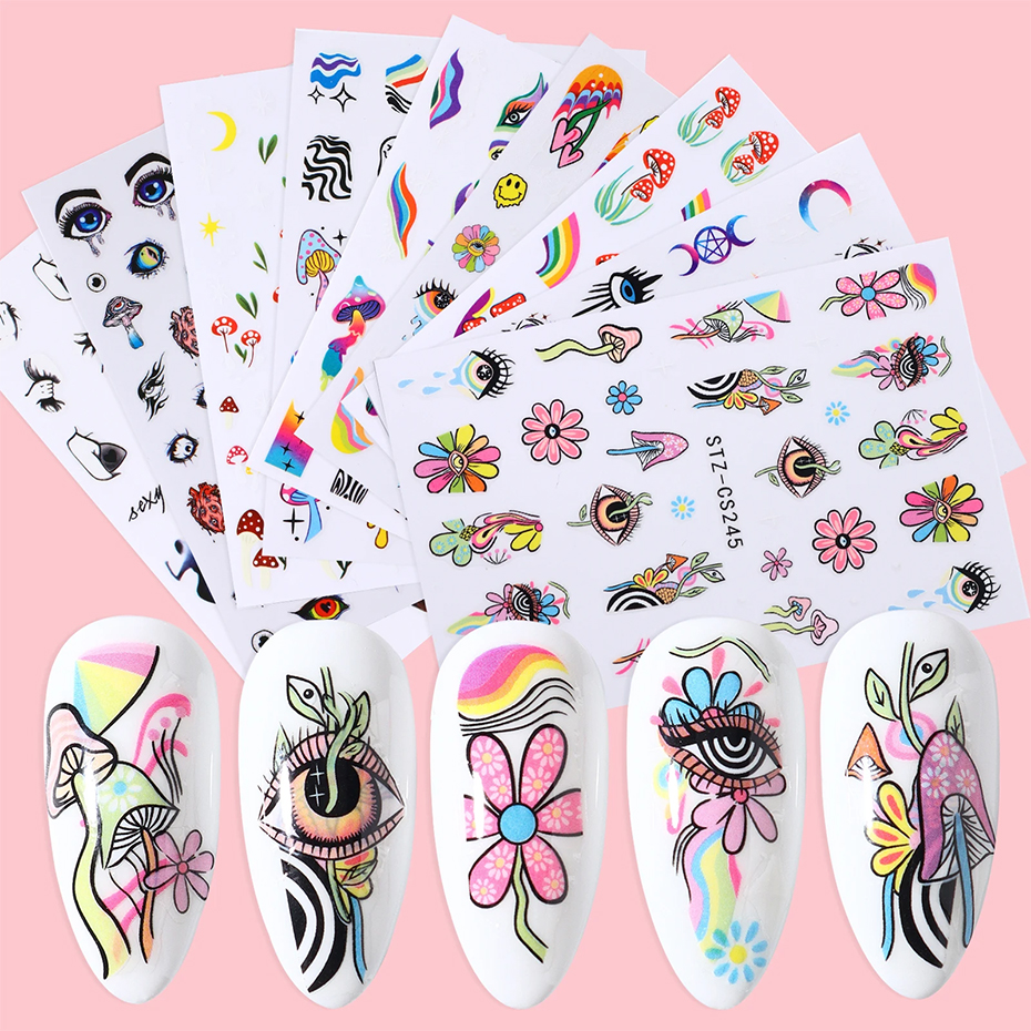9pcs Evil Eye Flower Nail Stic – Nail Art Full Design recenzja i cena