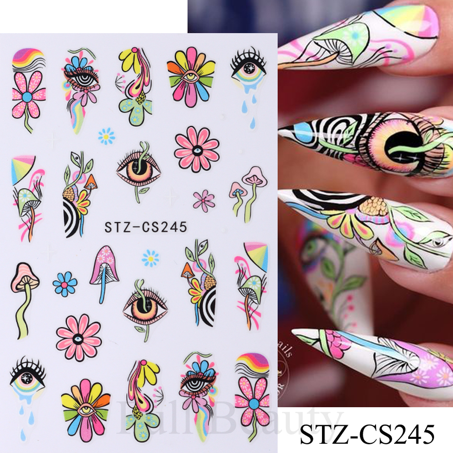 9pcs Evil Eye Flower Nail Stic – Nail Art Full Design recenzja i cena