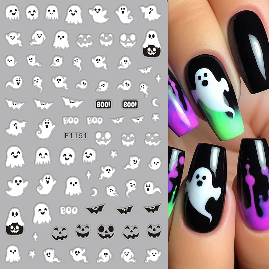 2pcs Luminous Halloween Spooky – Nail Art Full Design recenzja i cena