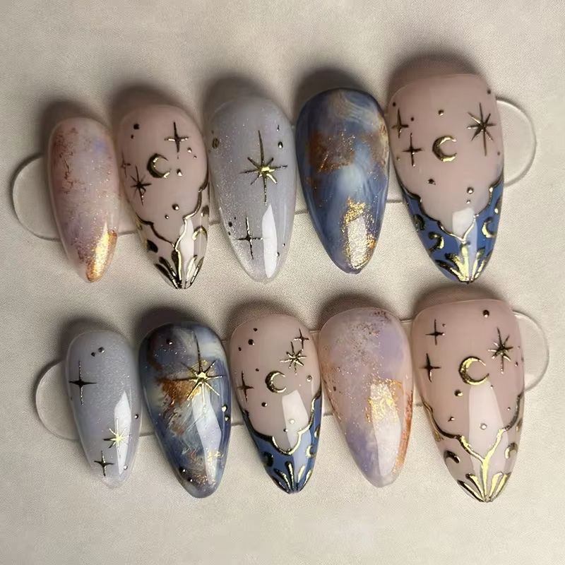 24Pcs Short Almond Nails Set F – Nail Art French recenzja i cena