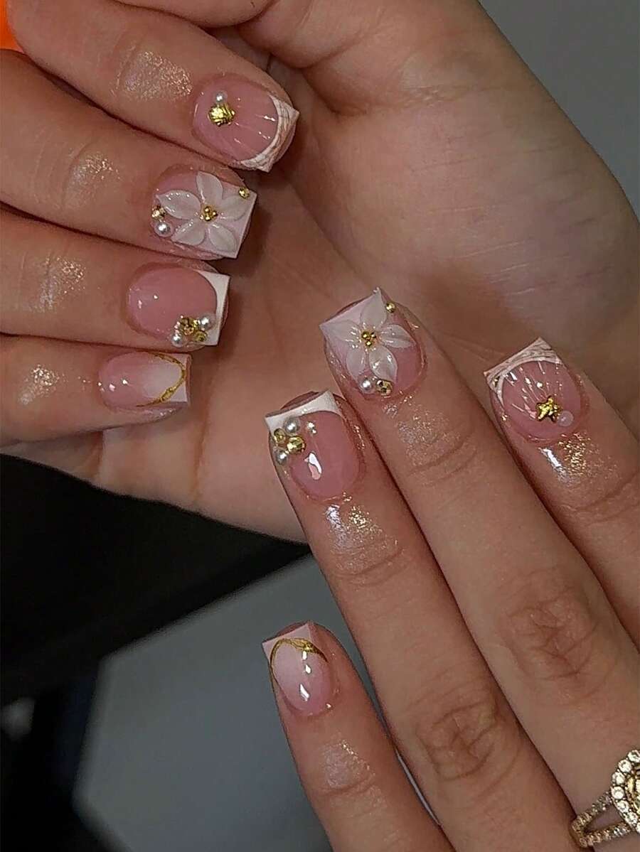 24pcs Short Square Nail Sticke – Nail Art Elegan recenzja i cena