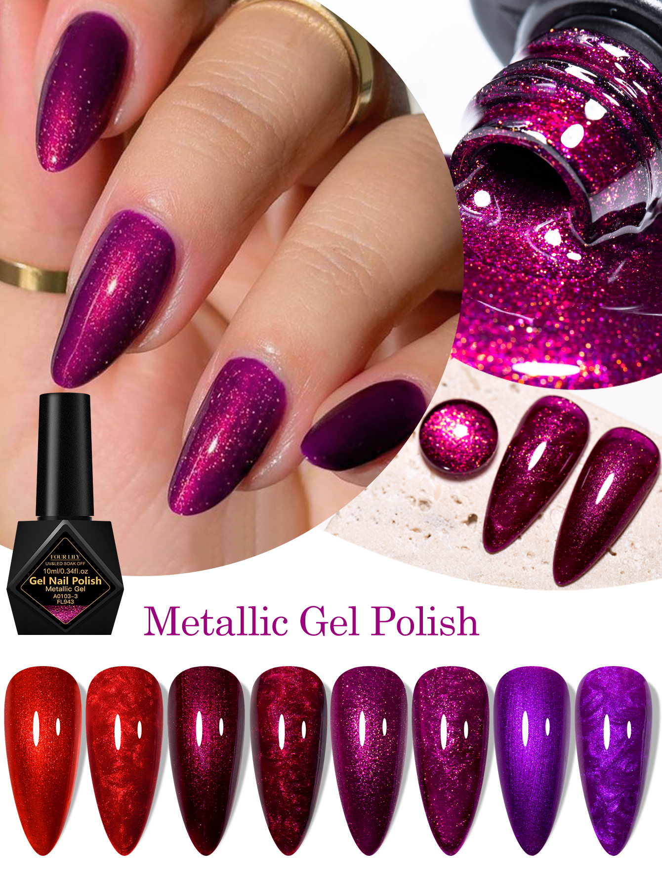 FOUR LILY Metallic Gel Nail Po – Nail Art Fuchsia recenzja i cena