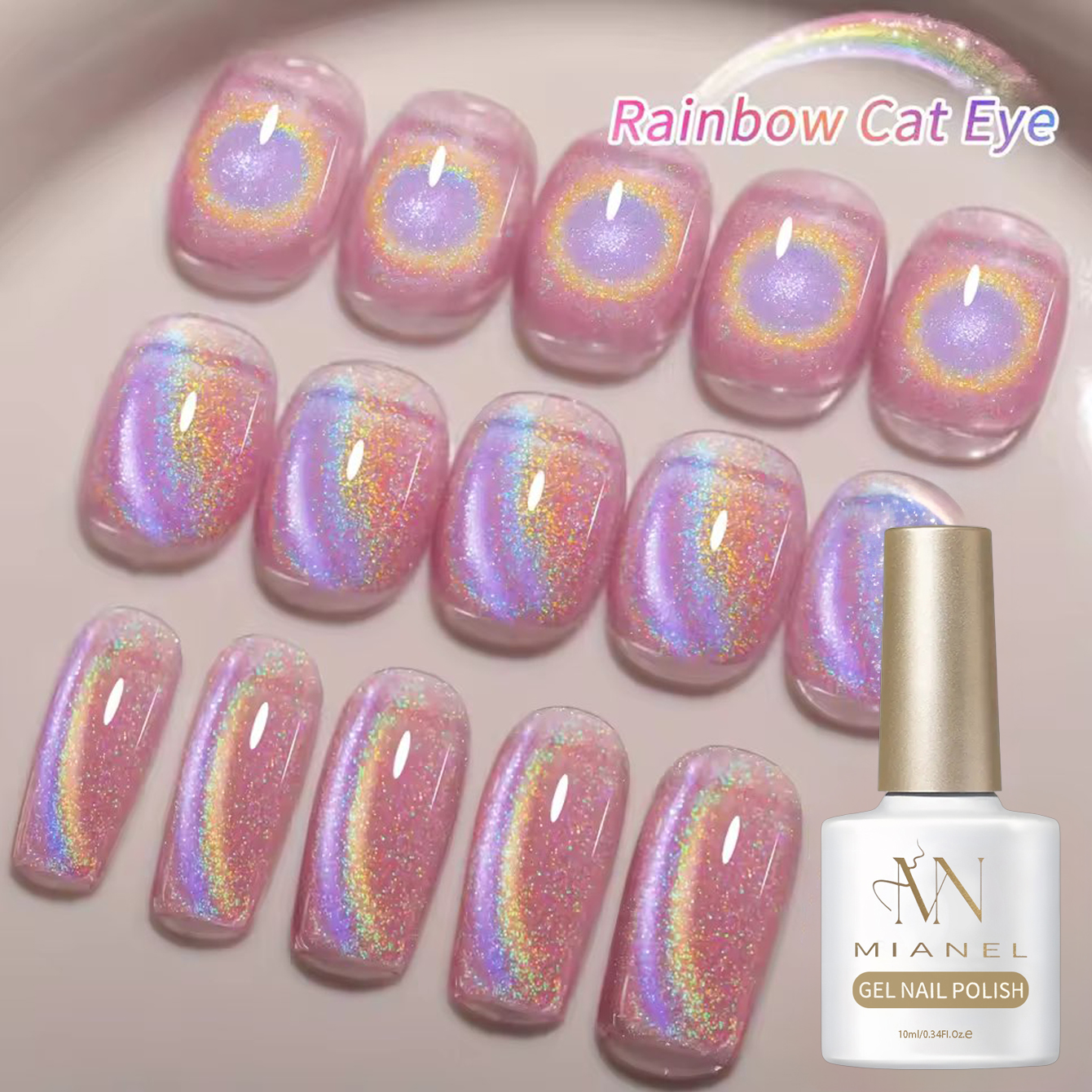 1-10pcs 10ml Pink Rainbow Magn – Nail Art Cat Eye Pink recenzja i cena