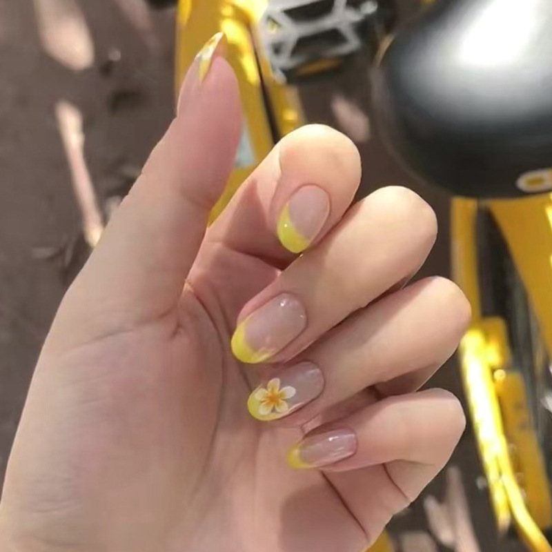 24Pcs Yellow Floral French Des – Nail Art Full Design recenzja i cena