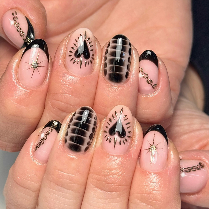 24Pcs Short French Almond Pres – Nail Art Full Design recenzja i cena