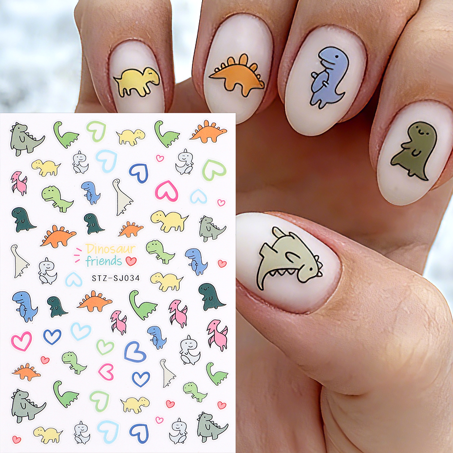 2pcs Cartoon Dinosaur Nail Sti – Nail Art Full Design recenzja i cena