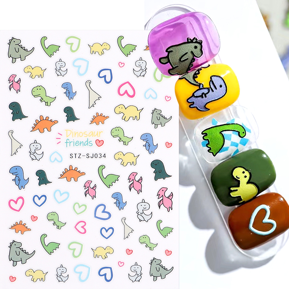 2pcs Cartoon Dinosaur Nail Sti – Nail Art Full Design recenzja i cena