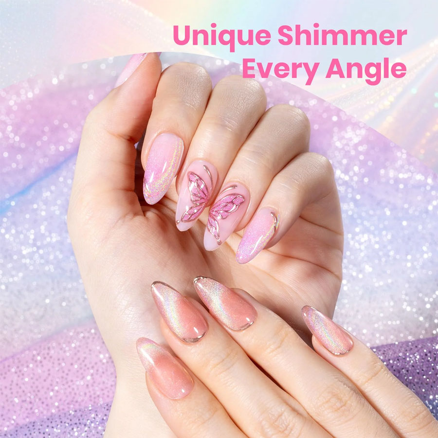 QAZIXU 1/6 Pcs Rainbow Cat Eye – Nail Art Cat Eye Pink recenzja i cena