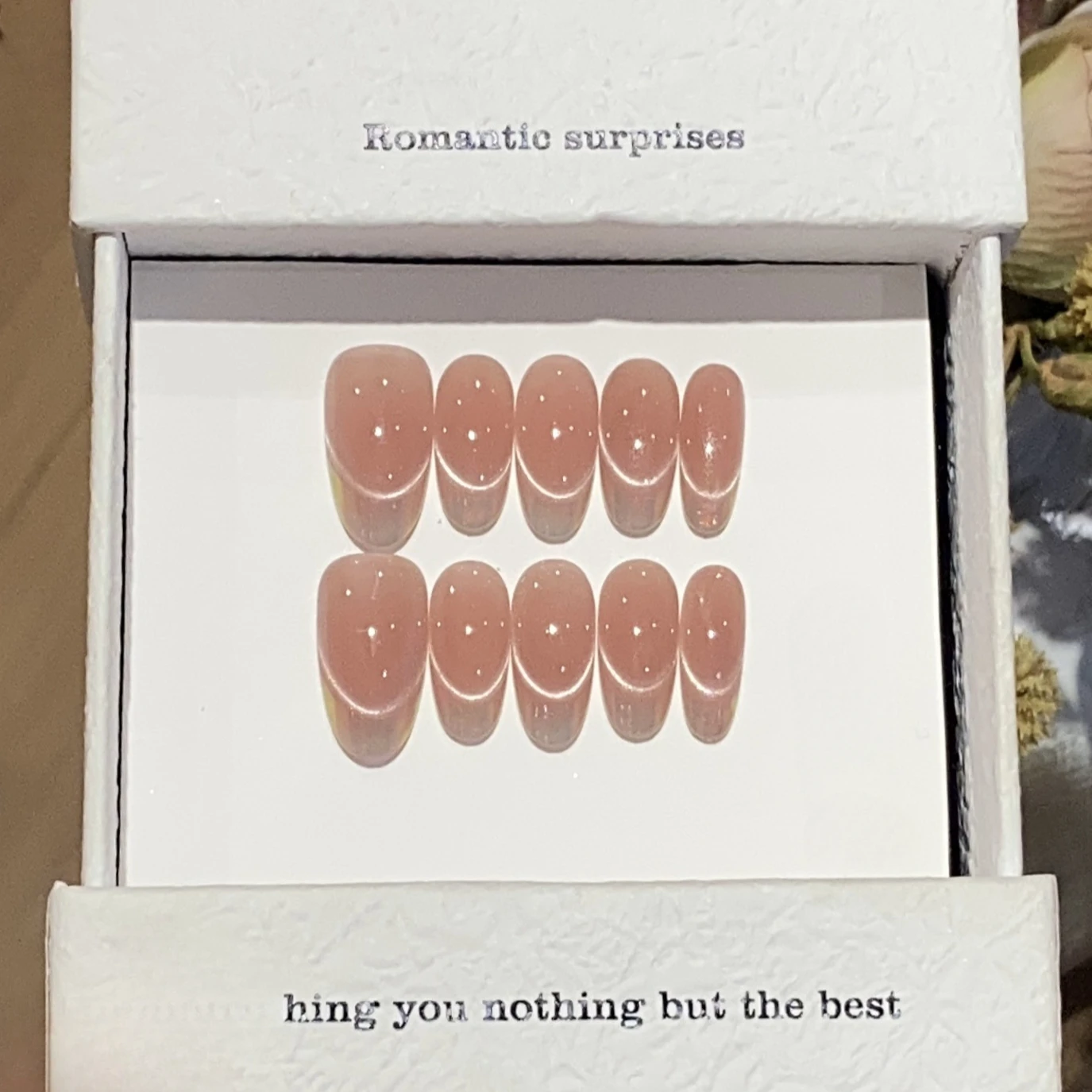 10Pcs Gradient Nude Pink False – Nail Art Cat Eye Pink recenzja i cena