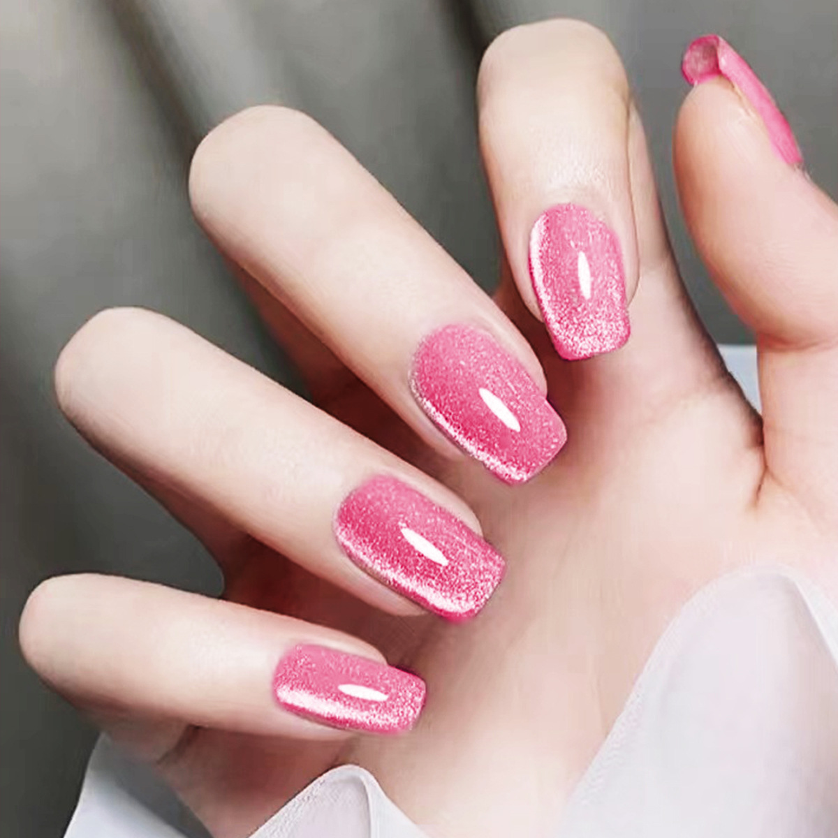 24pcs/set short square fake na – Nail Art Cat Eye Pink recenzja i cena