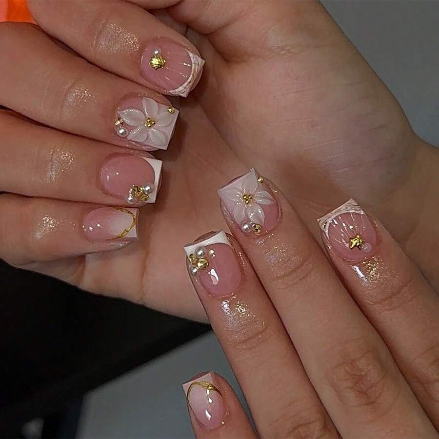 24pcs Short Square Nail Sticke – Nail Art Elegan recenzja i cena