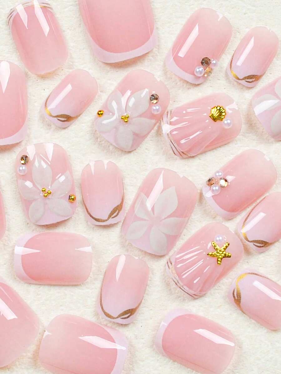 24pcs Short Square Nail Sticke – Nail Art Elegan recenzja i cena