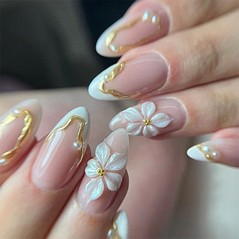 24pcs Flower Long Almond Press – Nail Art Full Design recenzja i cena