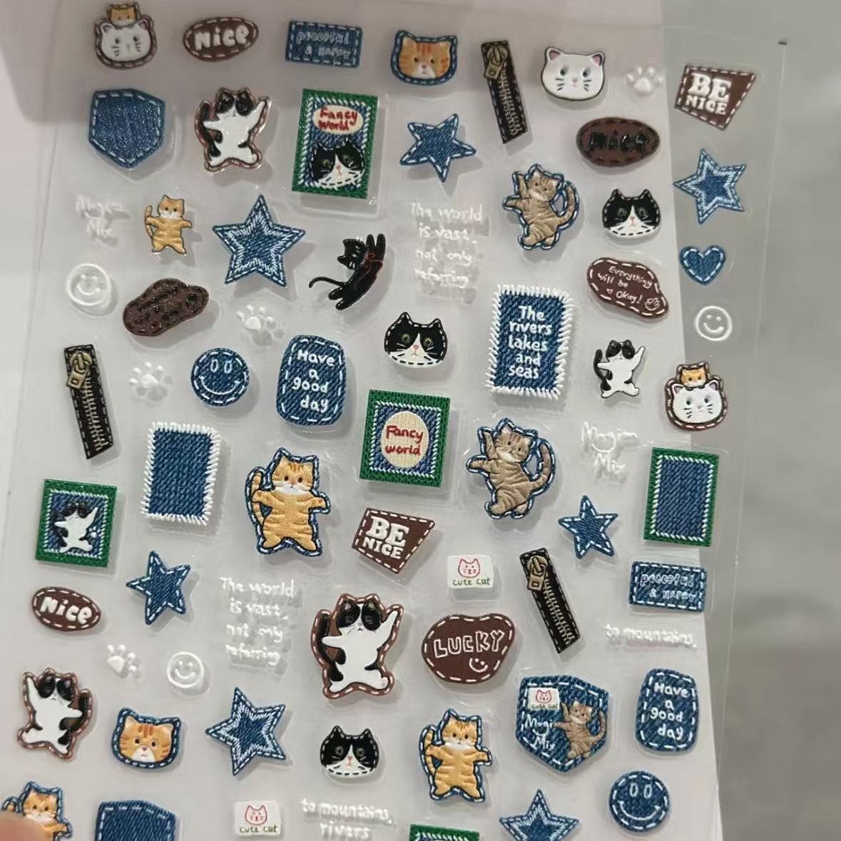 3D Denim Cat Nail Art Stickers – Nail Art Denim recenzja i cena