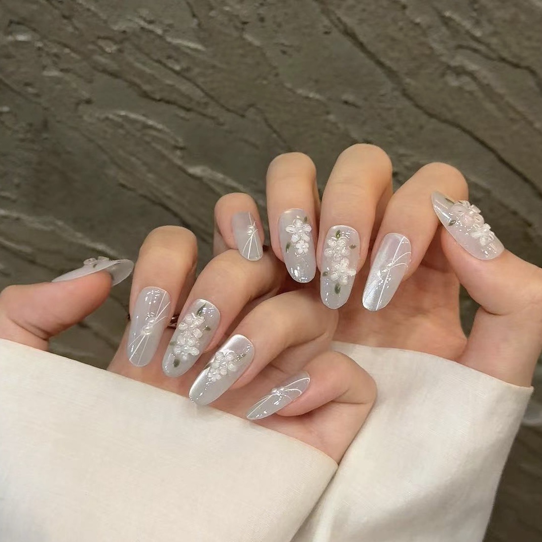 10pcs Glitter Sliver Press On  – Nail Art Full Design recenzja i cena