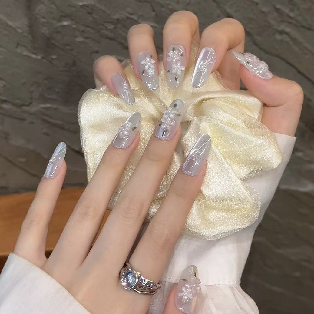 10pcs Glitter Sliver Press On  – Nail Art Full Design recenzja i cena
