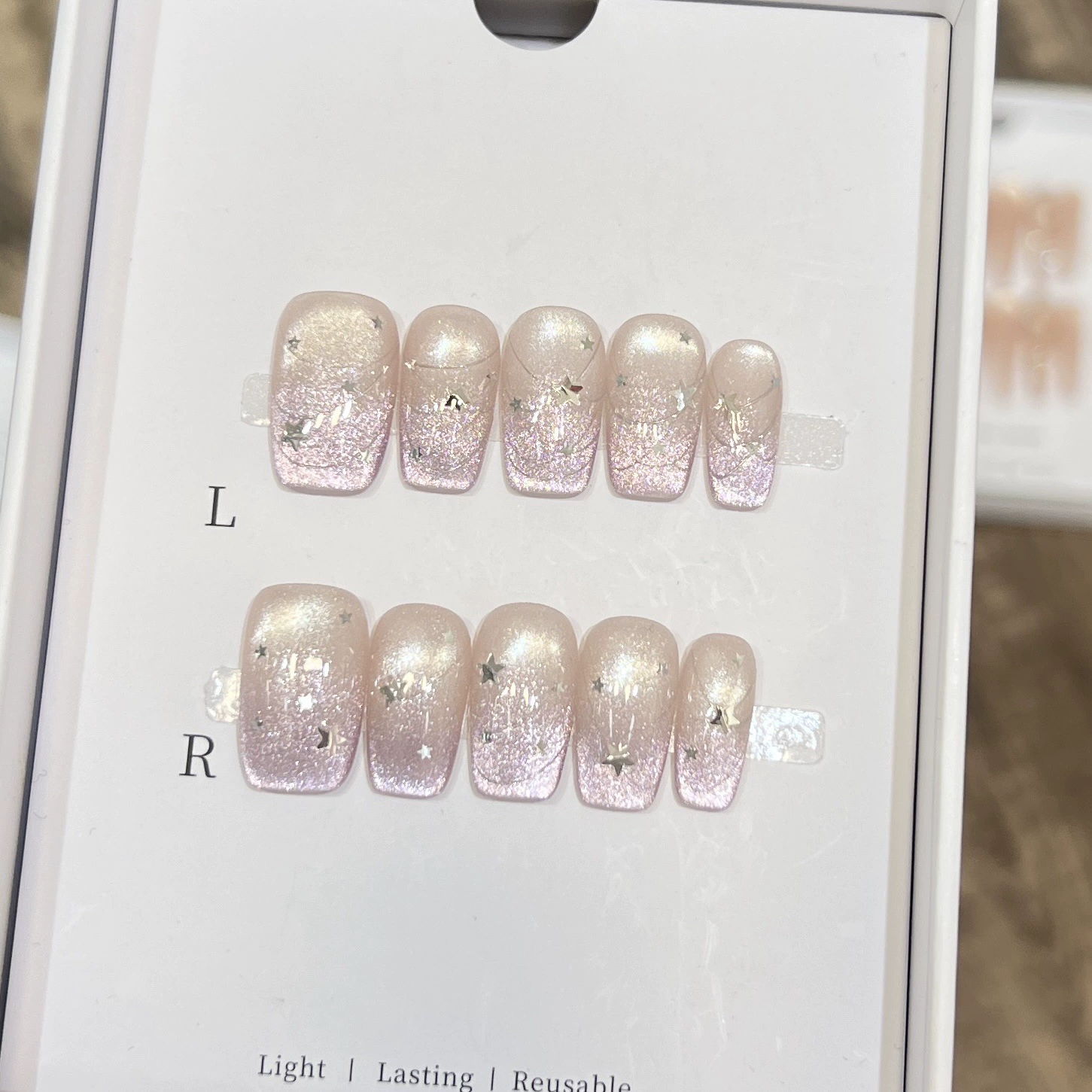 10Pcs Sweet Mid-length Ballet  – Nail Art Cat Eye Pink recenzja i cena