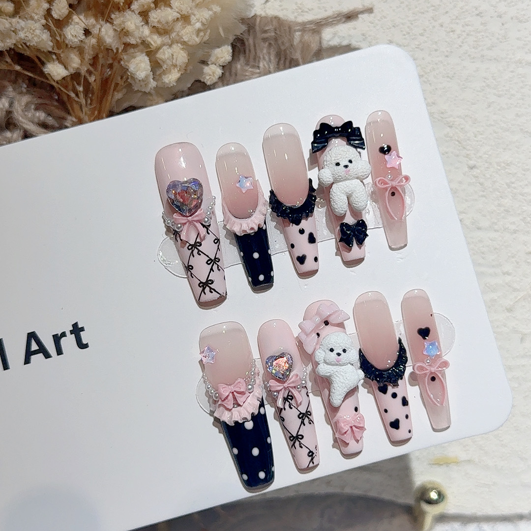10PCS Black Lace Polka Dot Bal – Nail Art French recenzja i cena