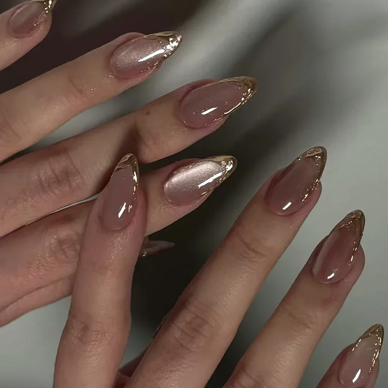 24Pcs Metallic Cat Eye French  – Nail Art Cat Eye Pink recenzja i cena