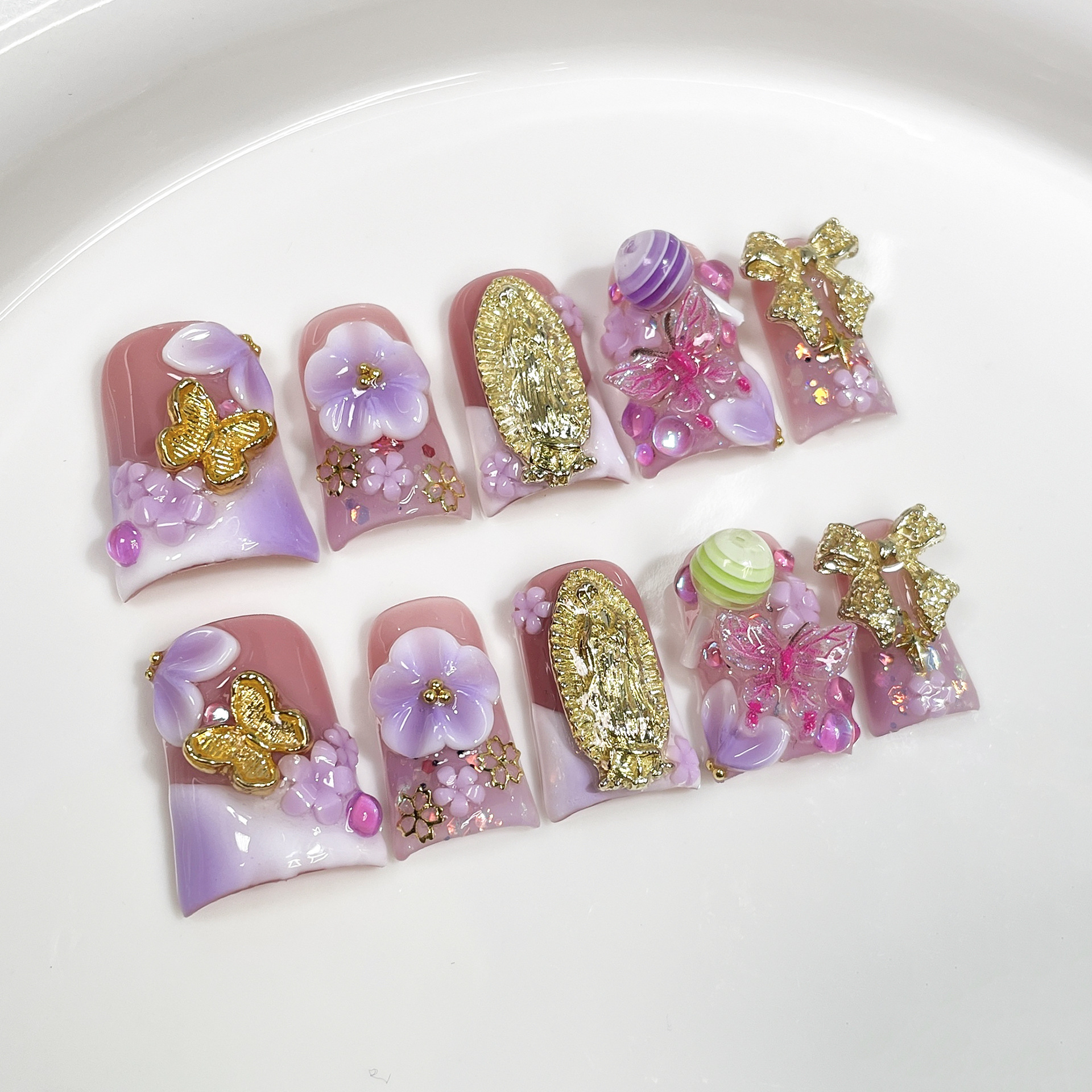 10pcs Ocean Style Fake Nails D – Nail Art French recenzja i cena