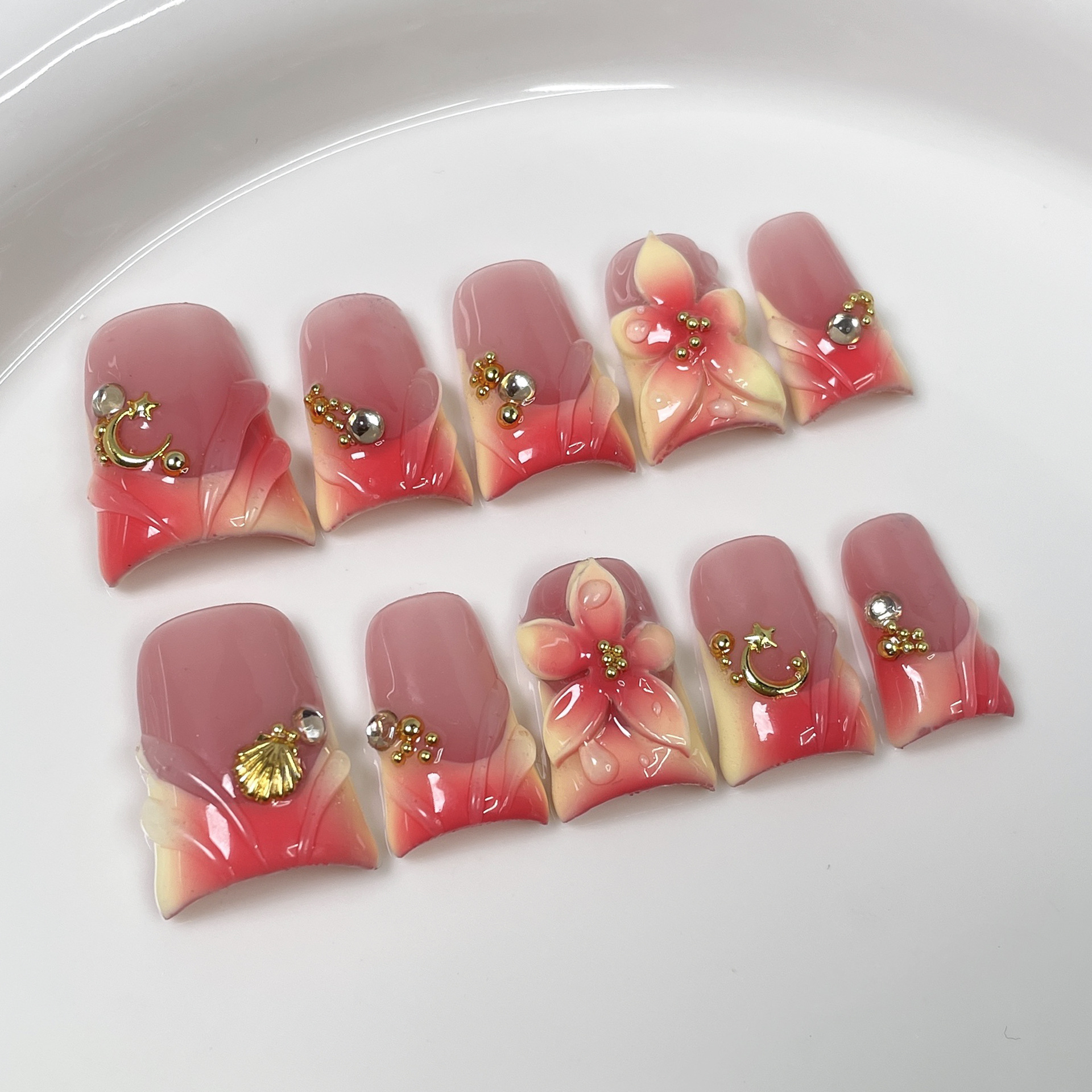 10pcs Ocean Style Fake Nails D – Nail Art French recenzja i cena