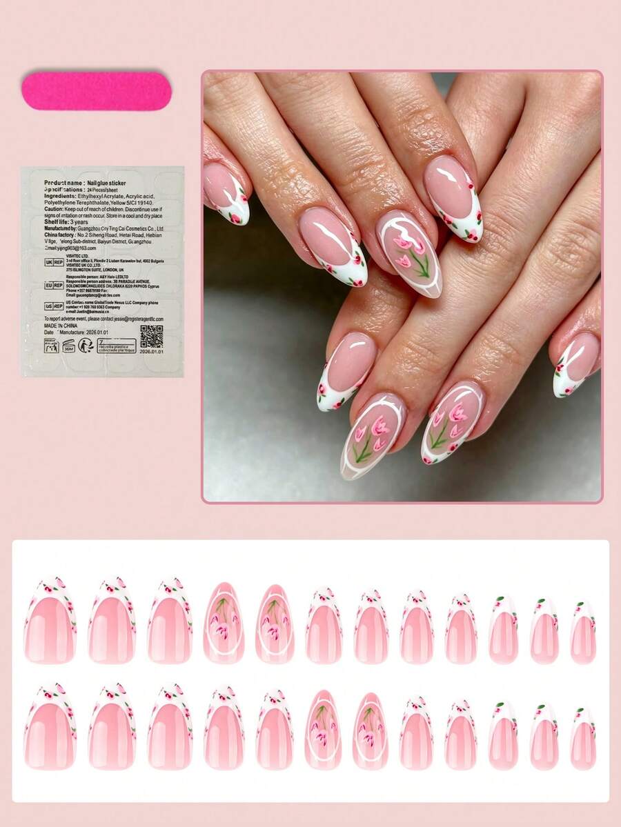 24pcs Medium White French Stil – Nail Art Full Design recenzja i cena