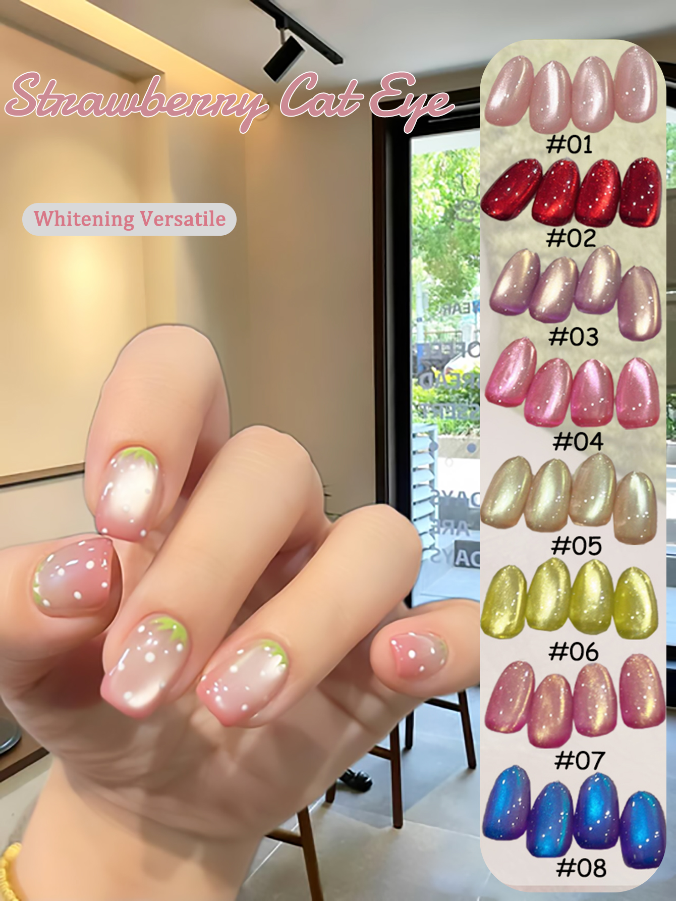 1-12pcs PSK New Whitening Stra – Nail Art Cat Eye Pink recenzja i cena