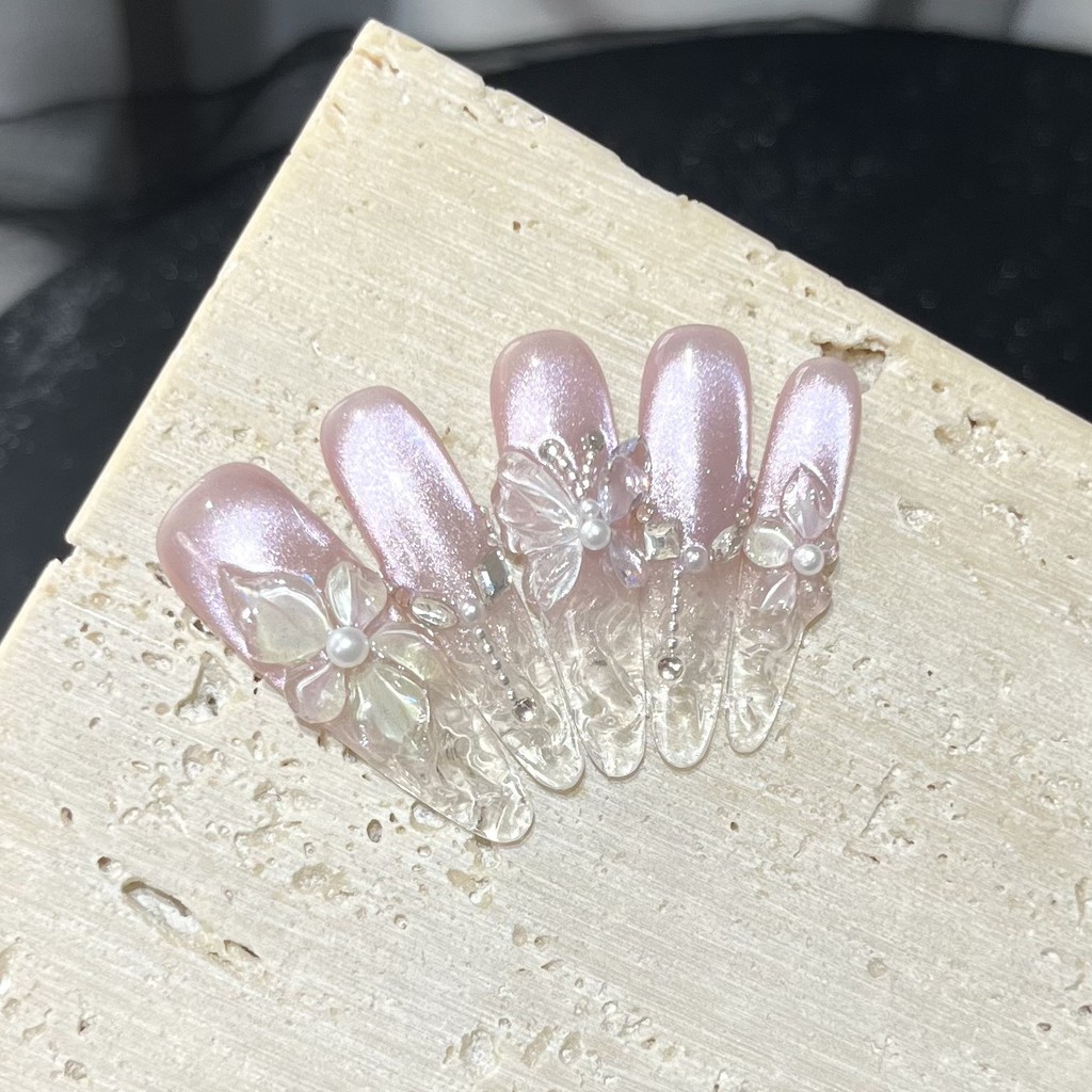 Spring 3D Bauhinia Flower Hand – Nail Art Cat Eye Pink recenzja i cena