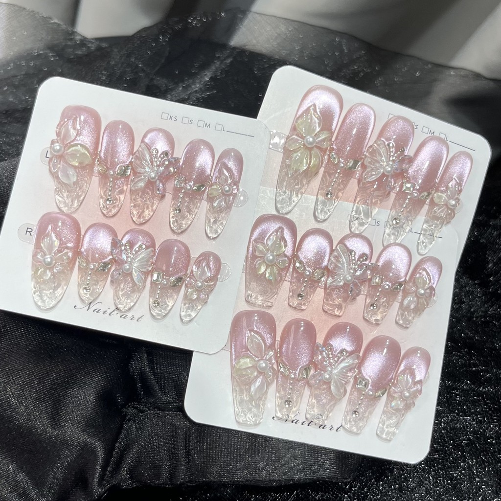 Spring 3D Bauhinia Flower Hand – Nail Art Cat Eye Pink recenzja i cena
